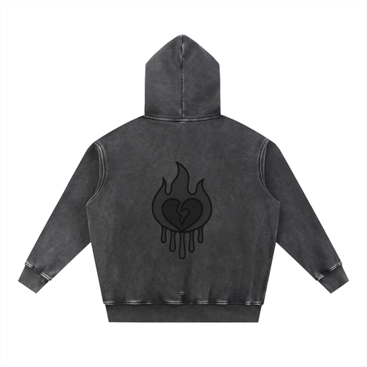 Snow Wash Black Out Core Oversized Hoodie
