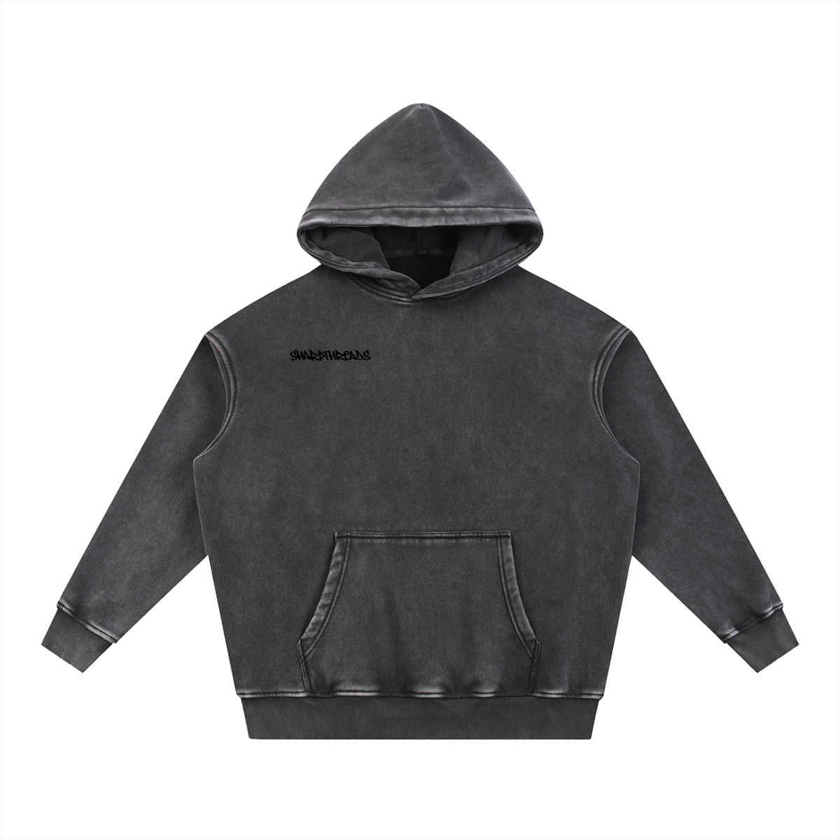 Snow Wash Black Out Core Oversized Hoodie