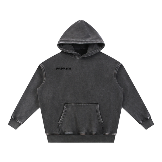 Snow Wash Black Out Core Oversized Hoodie